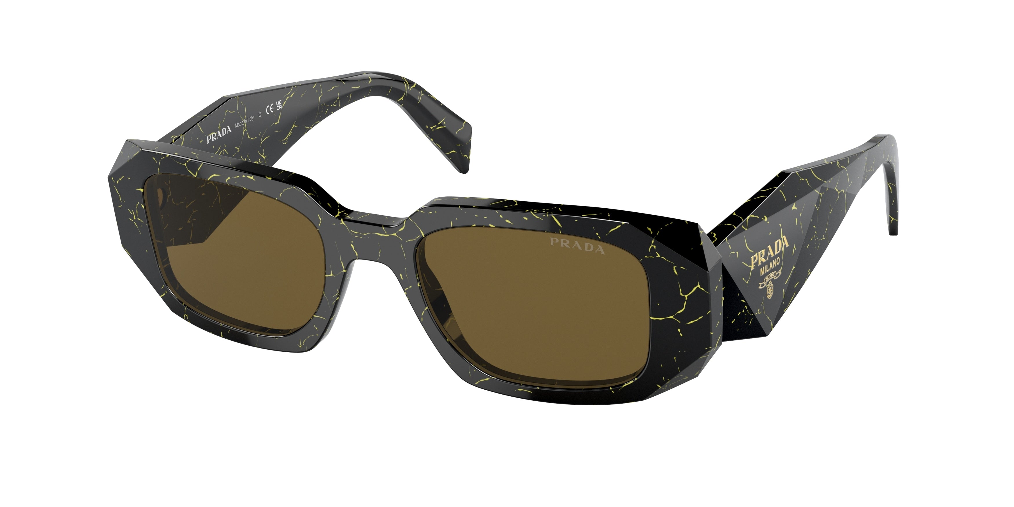 Prada PR 17WS 19D01T Black/Yellow Marble 49mm Sunglasses | Eye Concepts Australia
