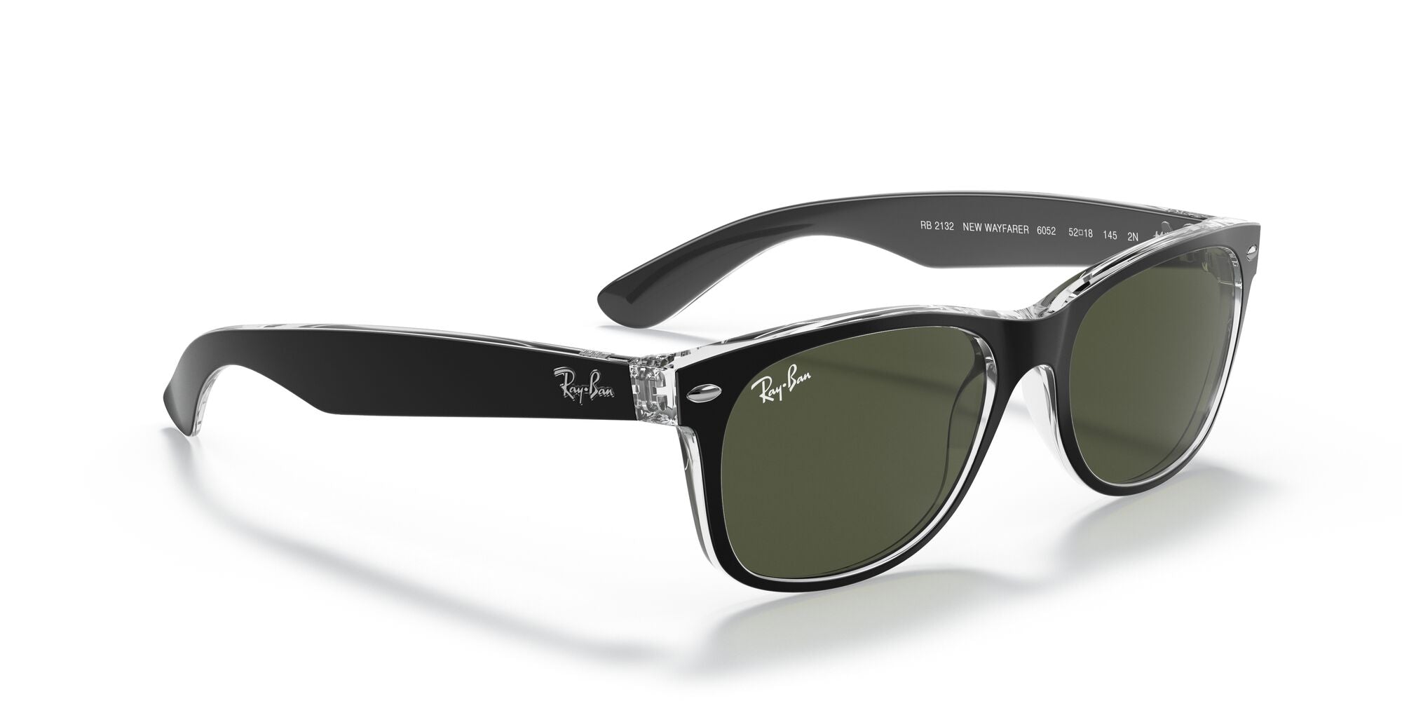 Ray-Ban New Wayfarer RB2132 6052 Black On Transparent 55mm | Eye Concepts Australia