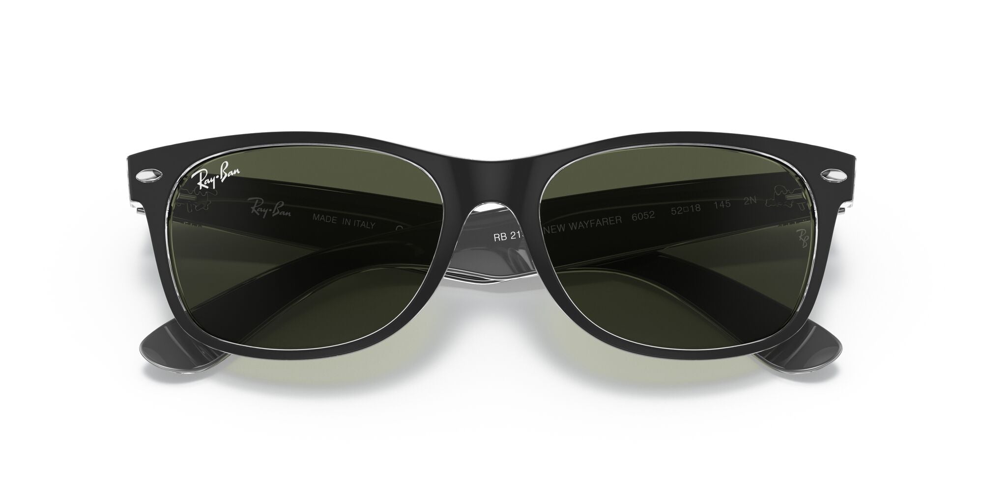 Ray-Ban New Wayfarer RB2132 6052 Black On Transparent 55mm | Eye Concepts Australia
