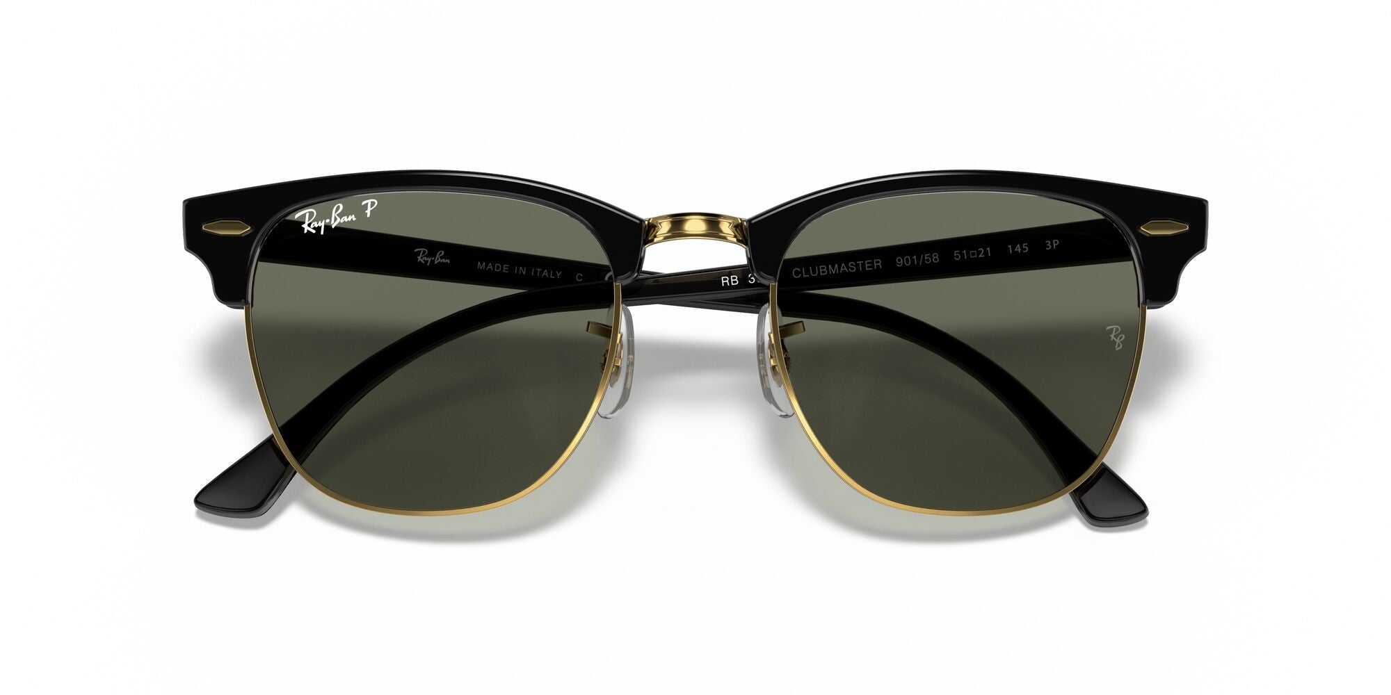 RAY-BAN CLUBMASTER, 0RB3016, 901/58 Black On Gold, 55