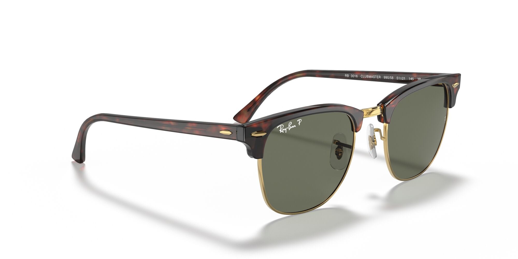 RAY-BAN CLUBMASTER, 0RB3016, 990/58 Tortoise On Gold, 55