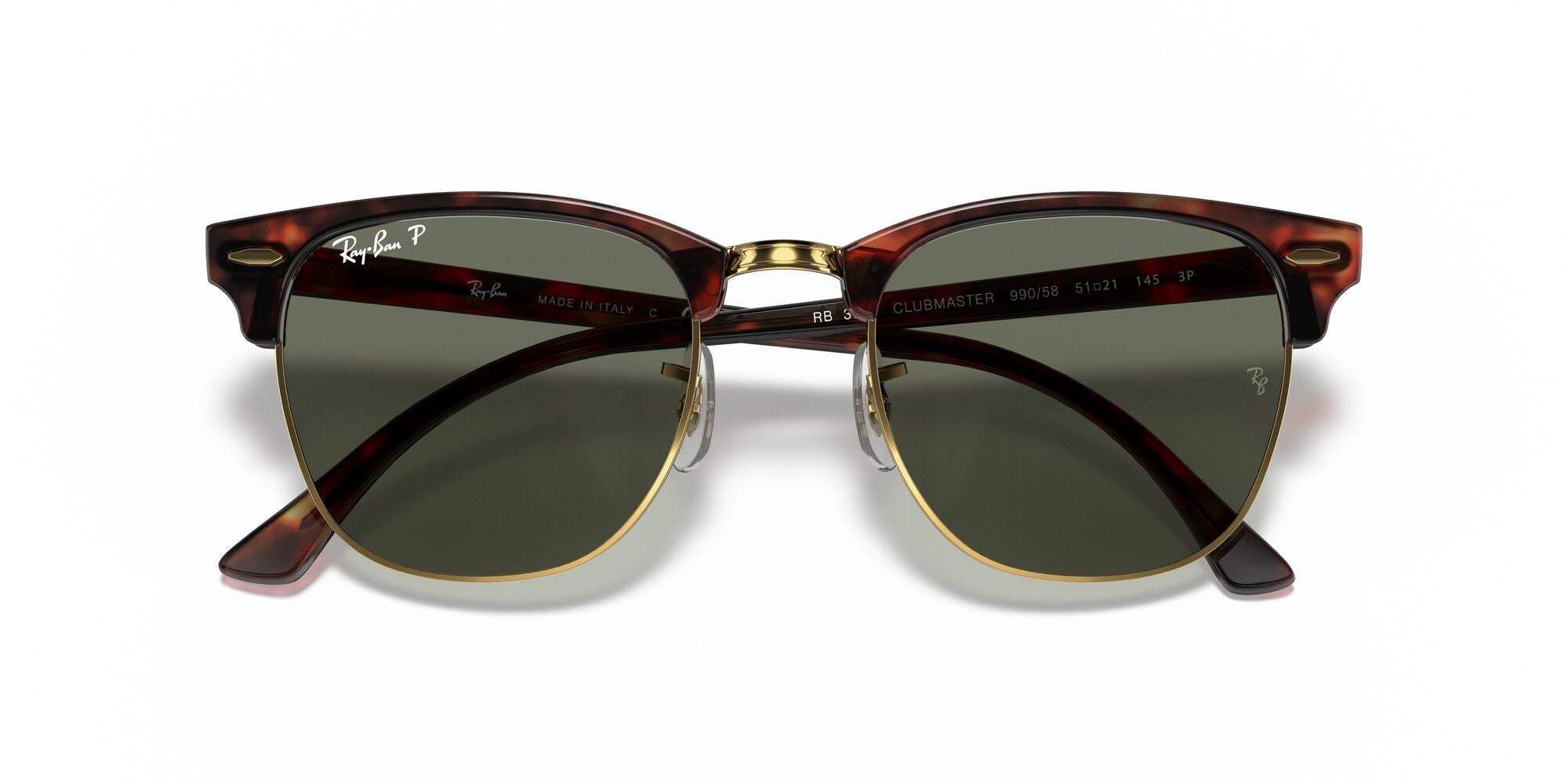RAY-BAN CLUBMASTER, 0RB3016, 990/58 Tortoise On Gold, 55