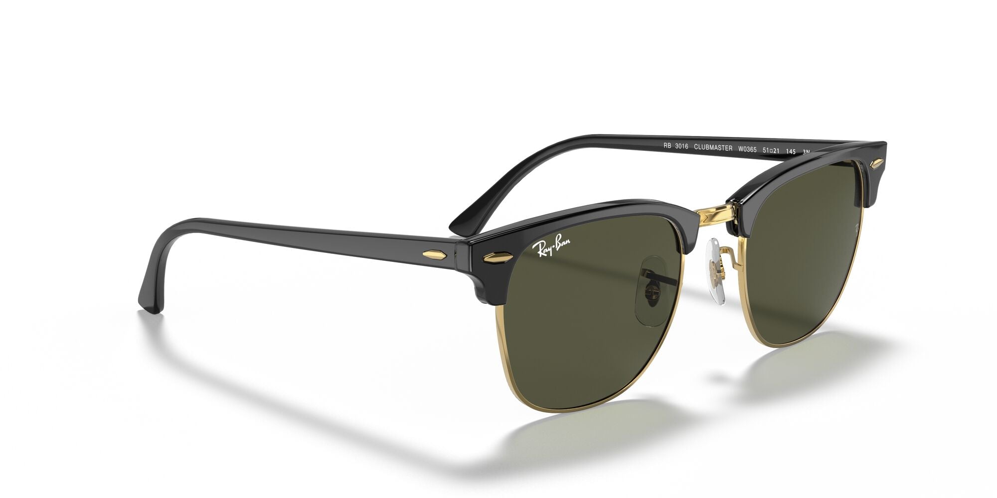 RAY-BAN CLUBMASTER, 0RB3016, W0365 Black On Gold, 51