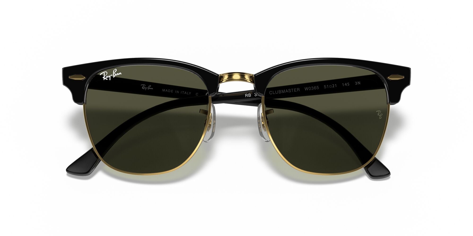 RAY-BAN CLUBMASTER, 0RB3016, W0365 Black On Gold, 49