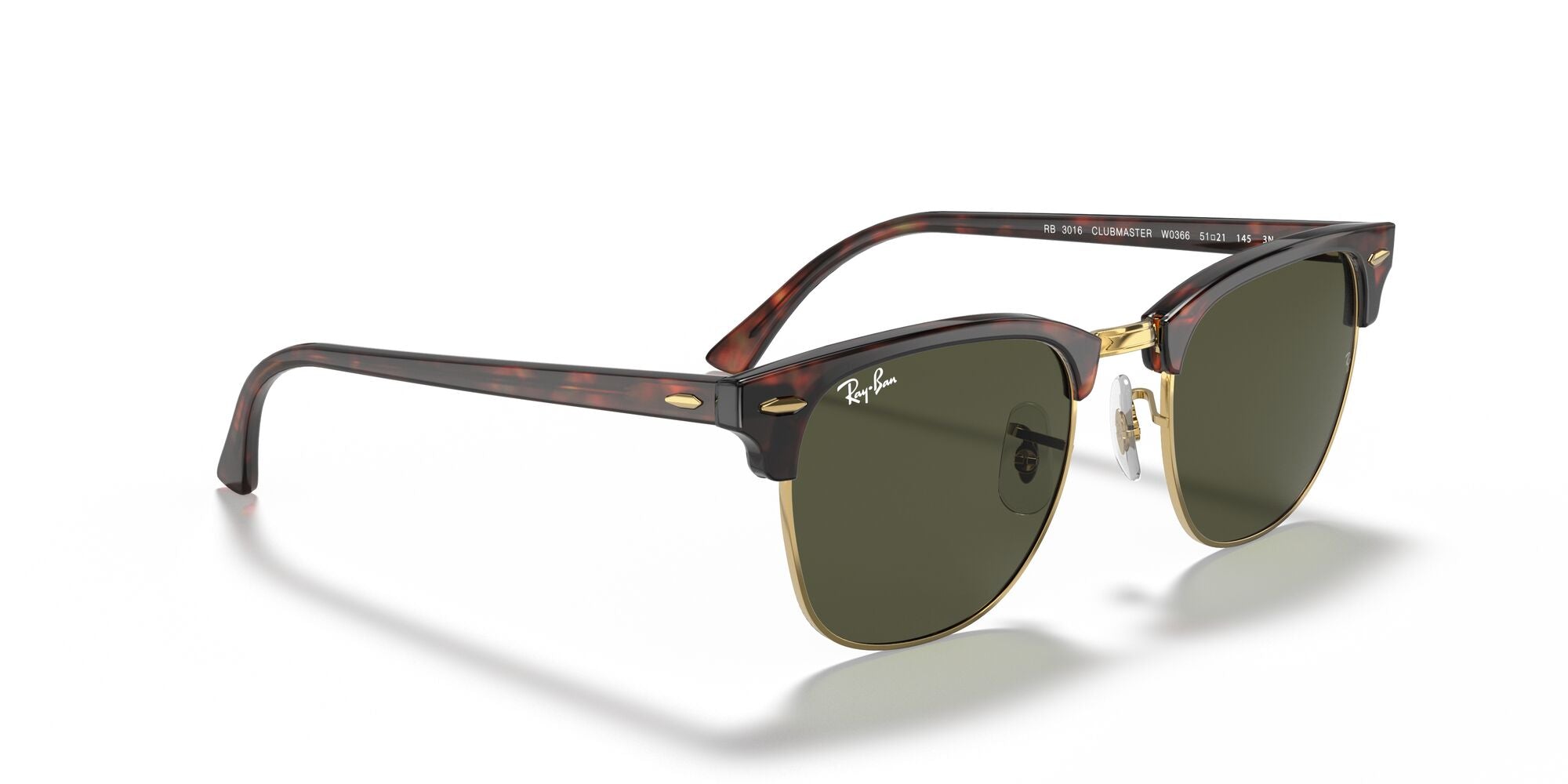 RAY-BAN CLUBMASTER, 0RB3016, W0366 Tortoise On Gold, 49