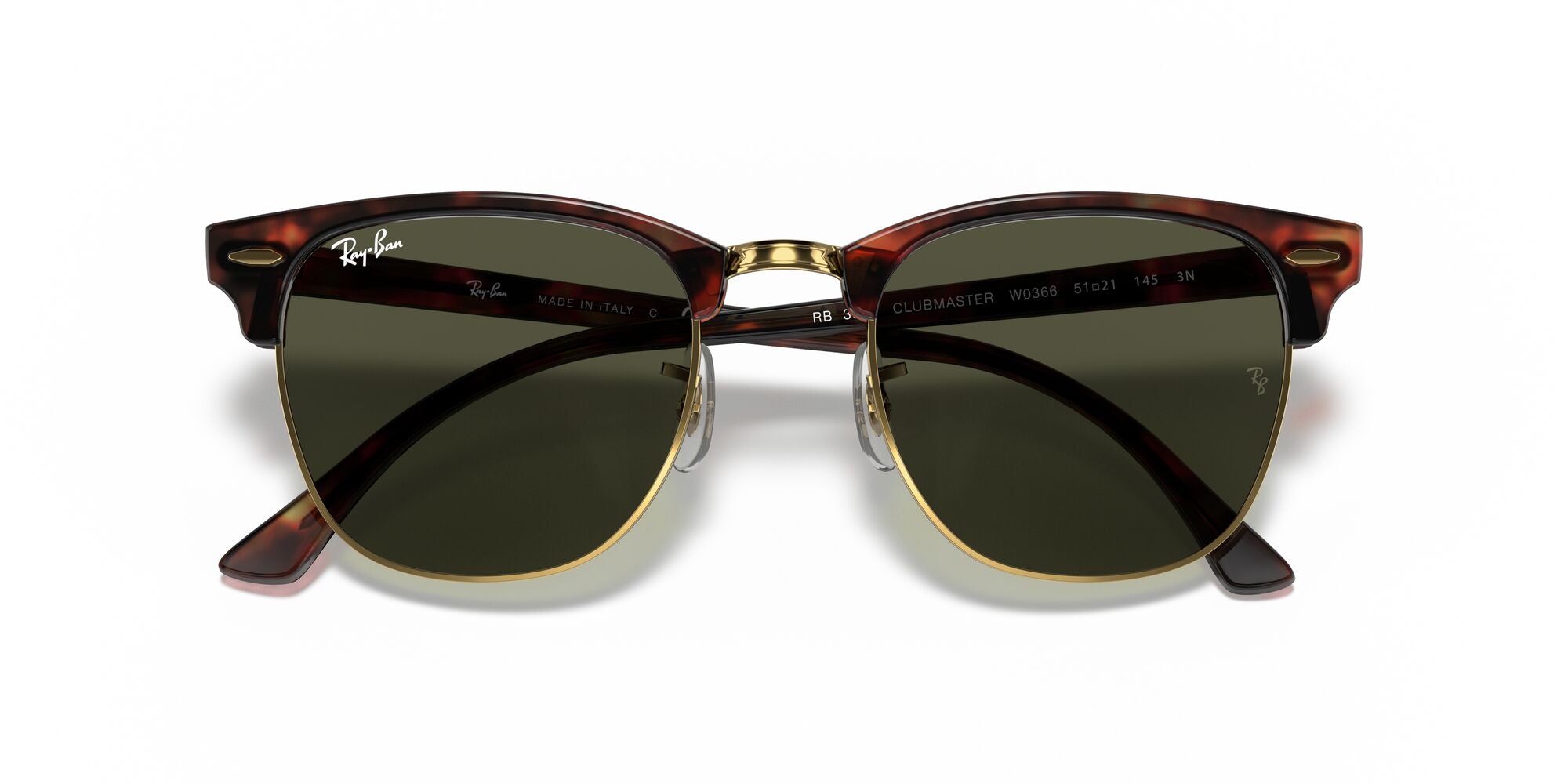 RAY-BAN CLUBMASTER, 0RB3016, W0366 Tortoise On Gold, 55