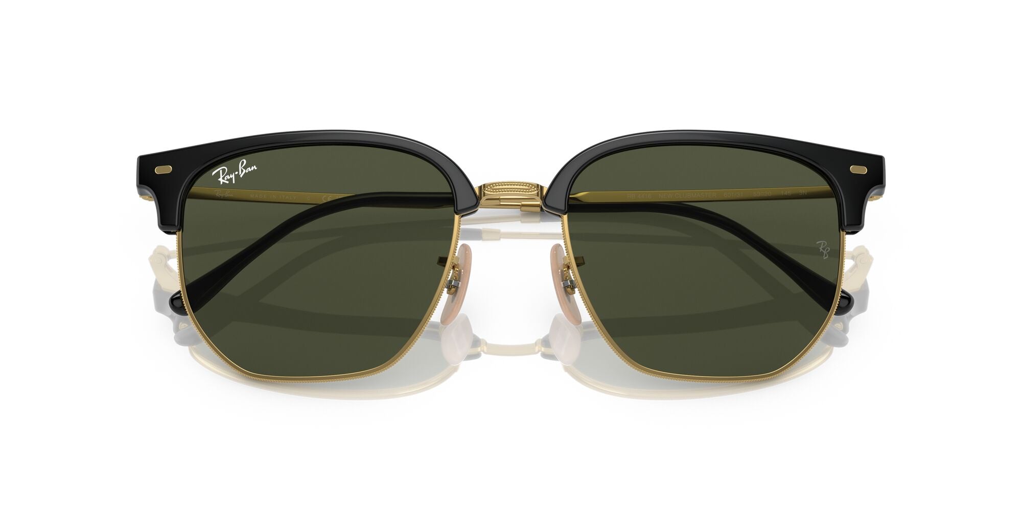 RAY-BAN NEW CLUBMASTER, 0RB4416, 601/31 Black On Gold, 53
