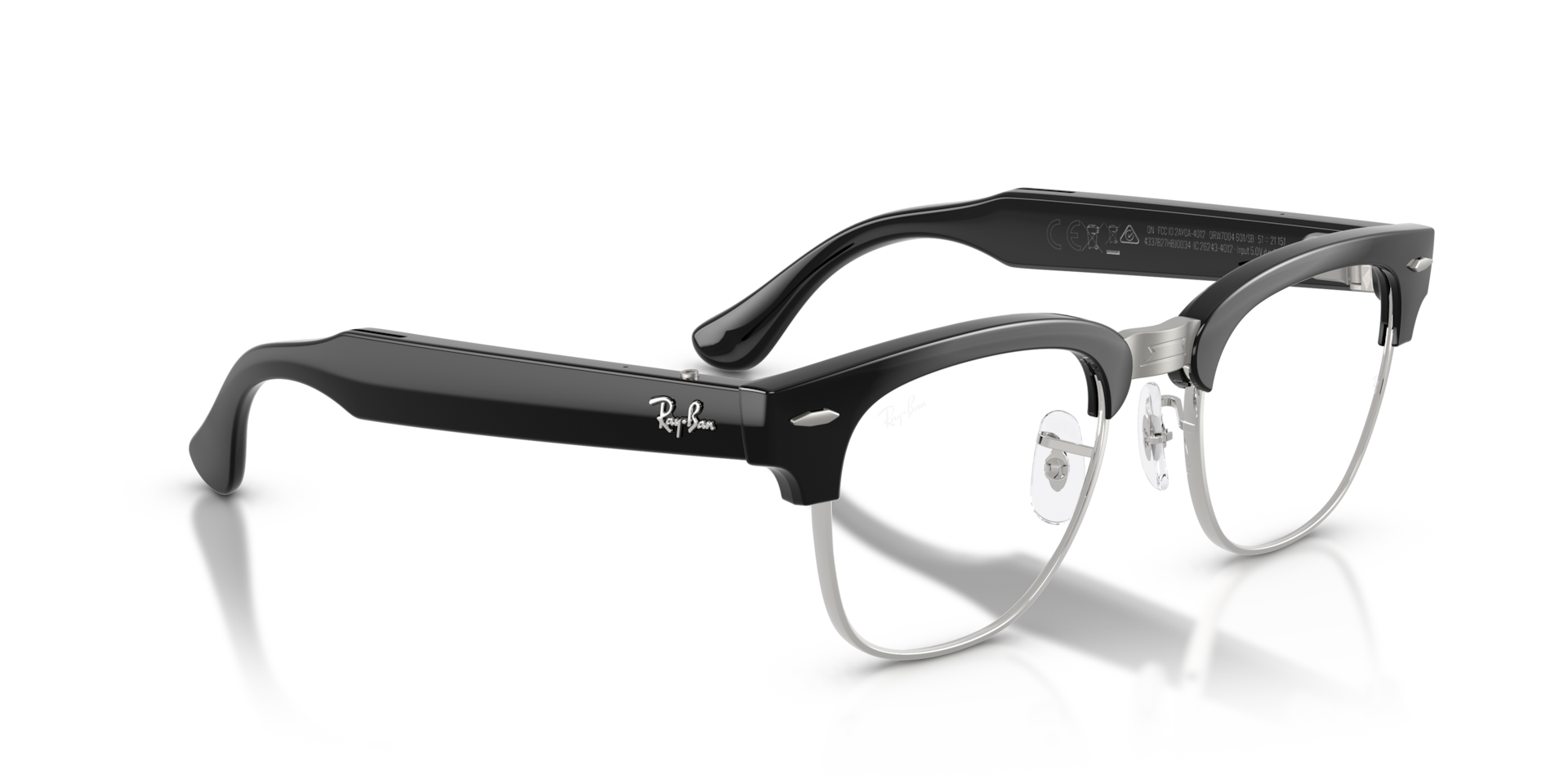 Ray-Ban Meta Audio Clubmaster Shiny Black / Clear (Blue-Violet Light Filter)