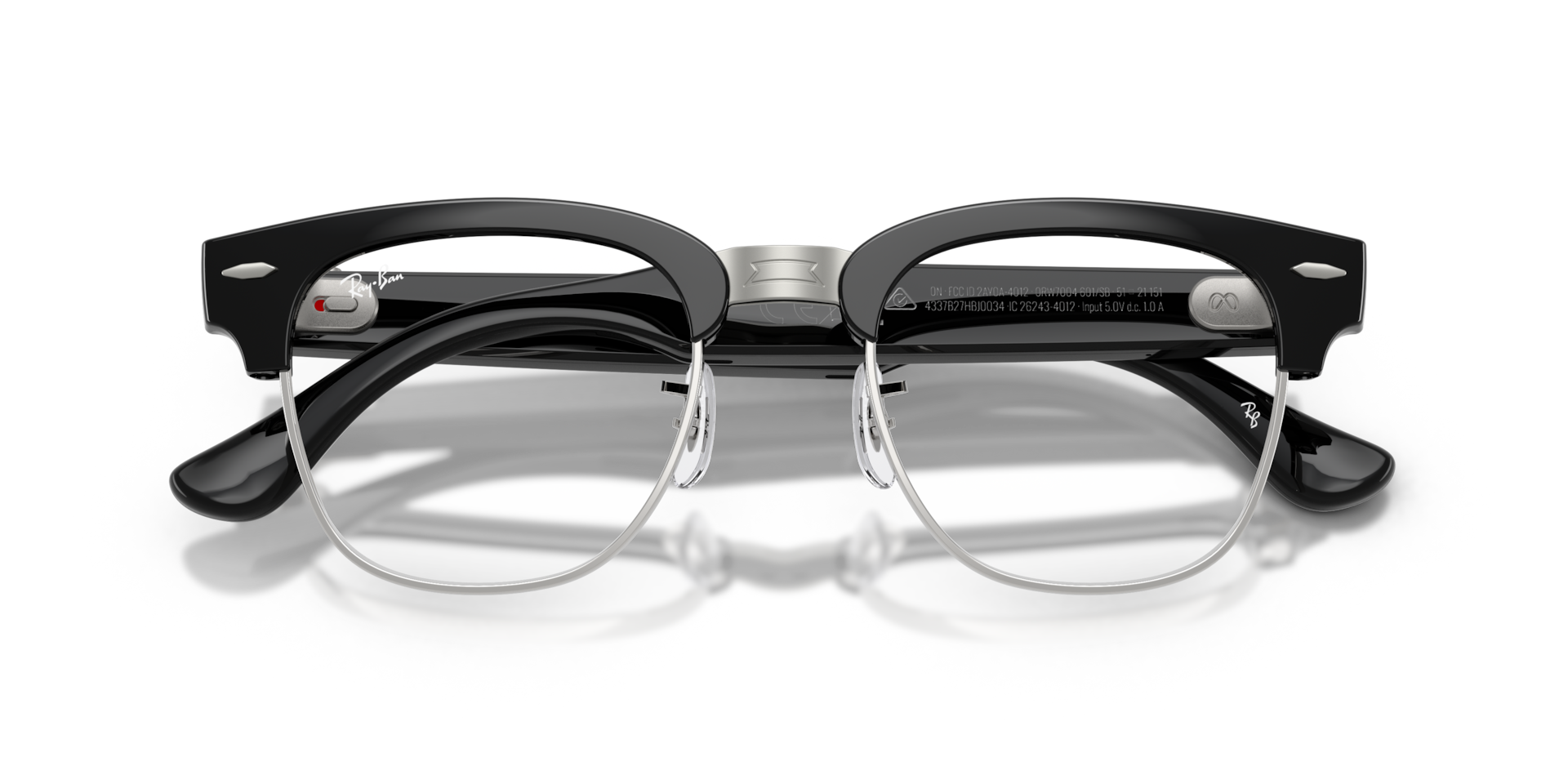 Ray-Ban Meta Audio Clubmaster Shiny Black / Clear (Blue-Violet Light Filter)