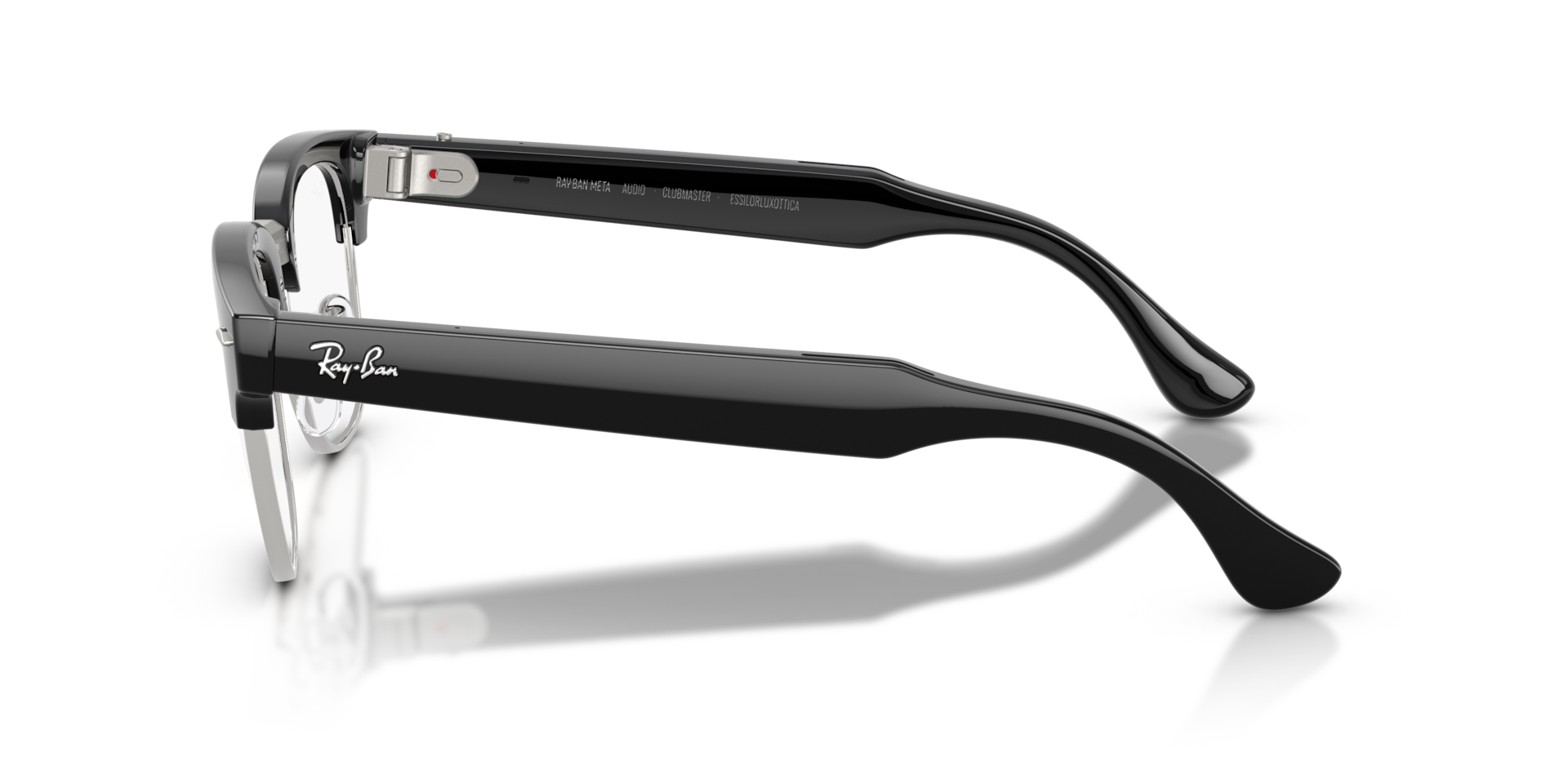 Ray-Ban Meta Audio Clubmaster Shiny Black / Clear (Blue-Violet Light Filter)