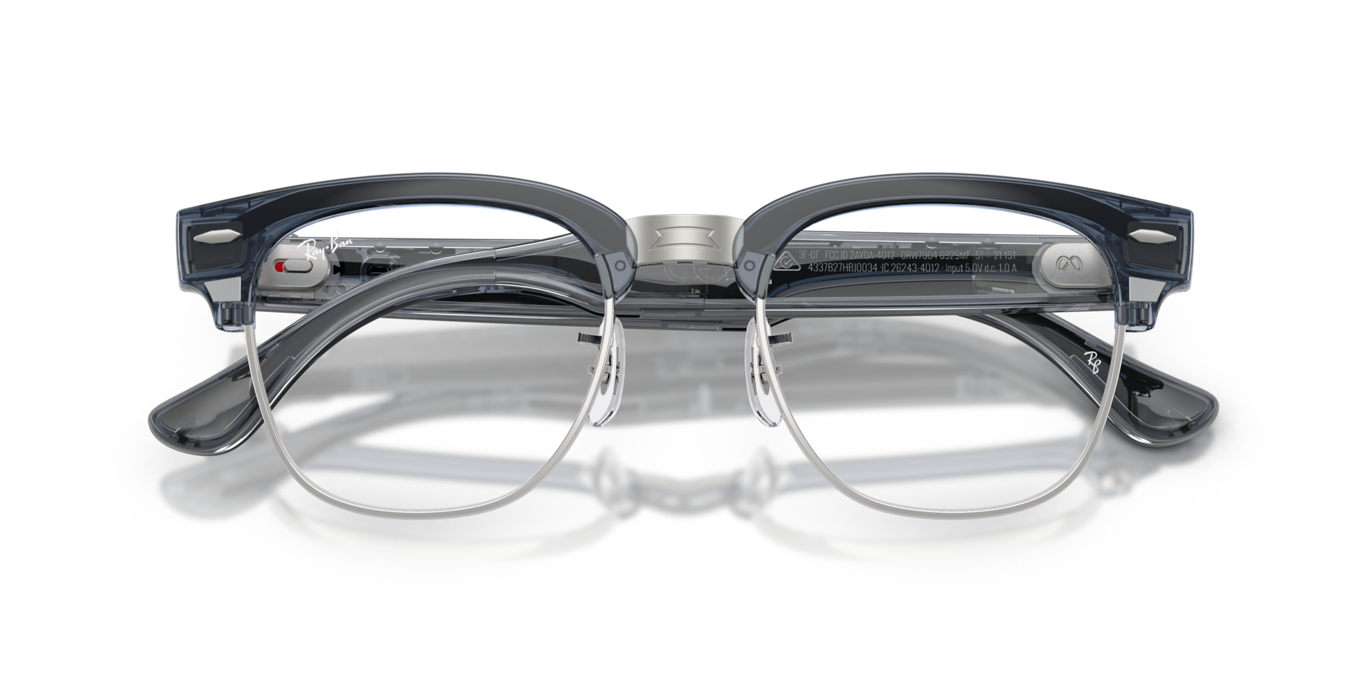 Ray-Ban Meta Audio Clubmaster Transparent Sky Blue / Transitions Sapphire