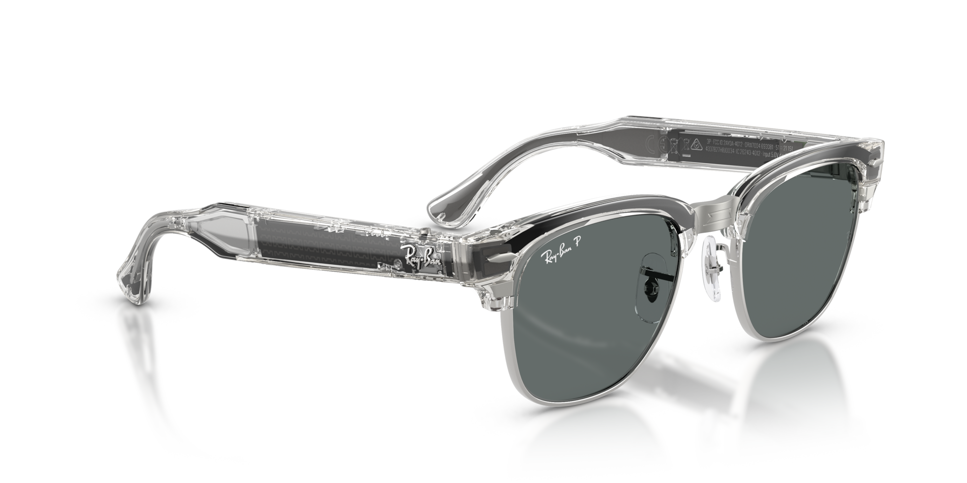 Ray-Ban Meta Audio Clubmaster Transparent Iron Grey / Polarised Dark Grey