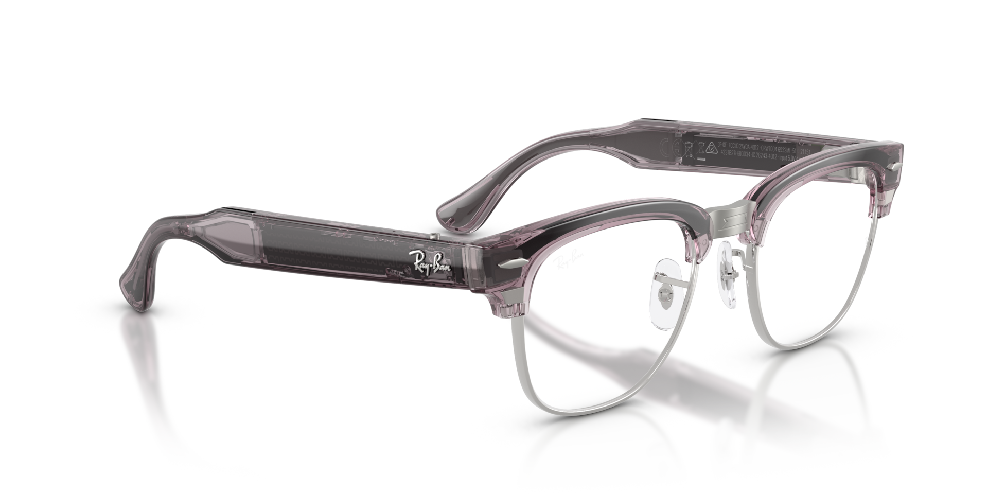 Ray-Ban Meta Audio Clubmaster Transparent Orchid / Transitions Ruby