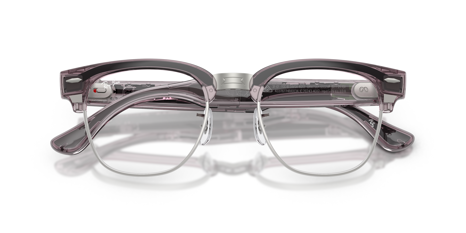 Ray-Ban Meta Audio Clubmaster Transparent Orchid / Transitions Ruby