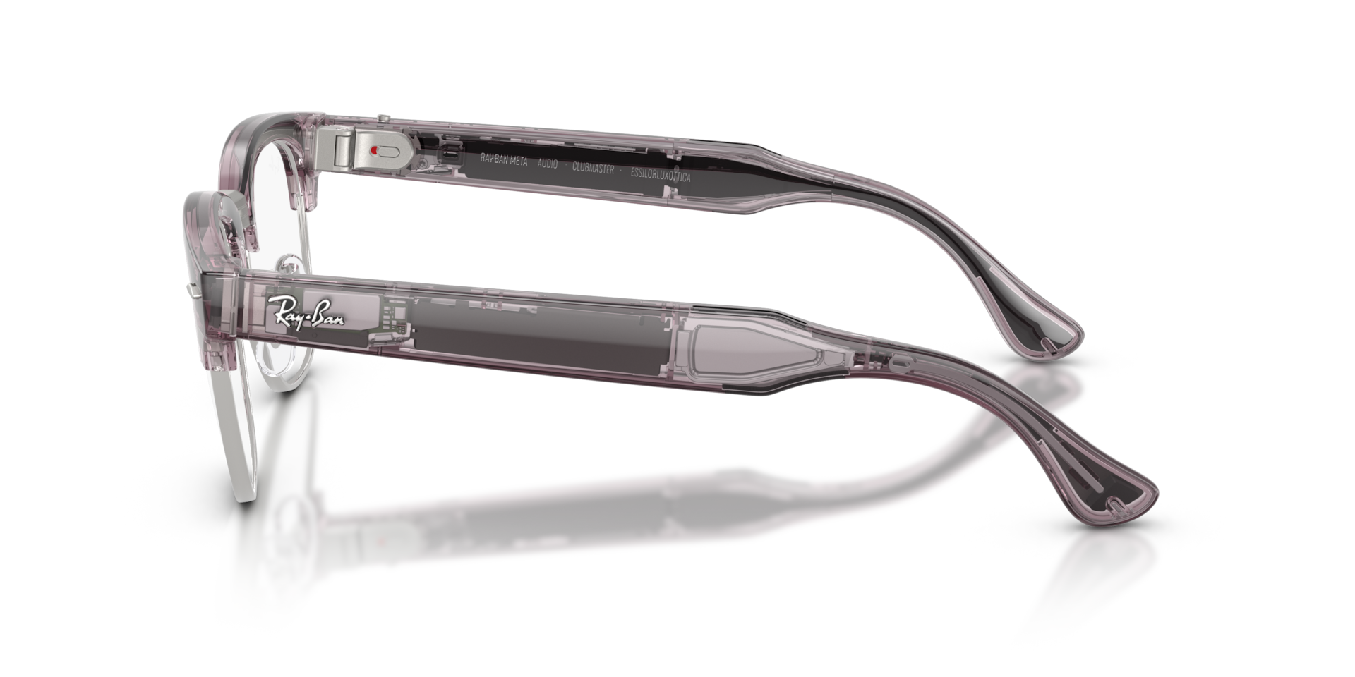 Ray-Ban Meta Audio Clubmaster Transparent Orchid / Transitions Ruby