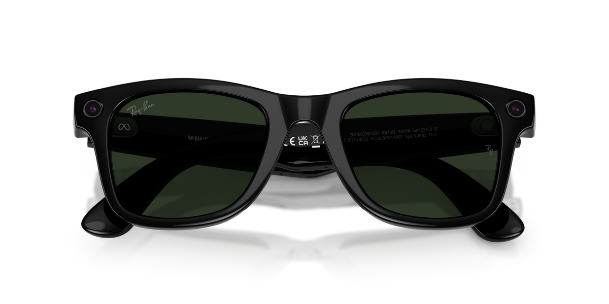 RAY-BAN, 0RW4012 Meta Wayfarer (Gen 2) 601/1M, TRANSITIONS® GRAPHITE GREEN SHINY BLACK, 53