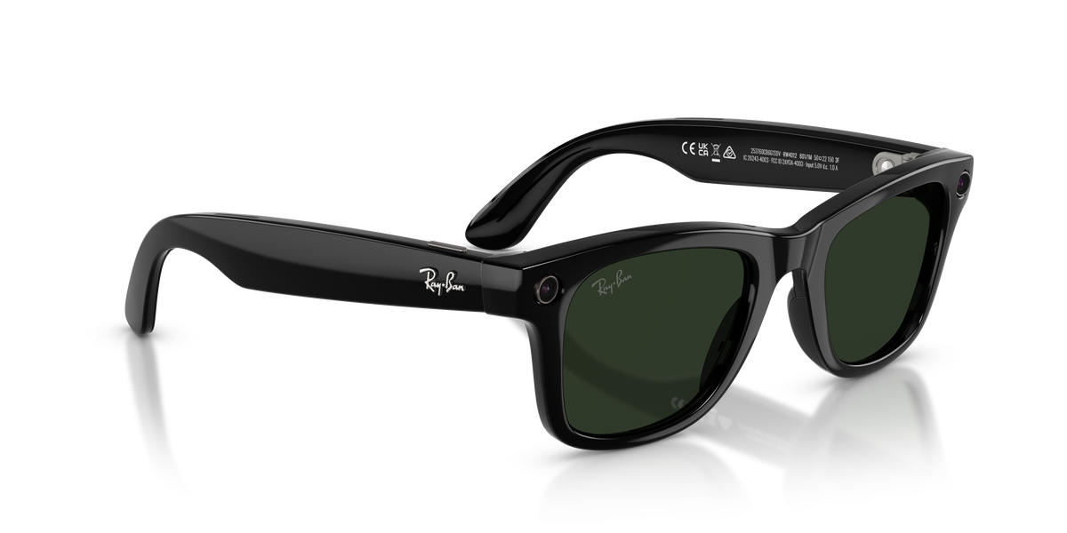 RAY-BAN, 0RW4012 Meta Wayfarer (Gen 2) 601/1M, TRANSITIONS® GRAPHITE GREEN SHINY BLACK, 53