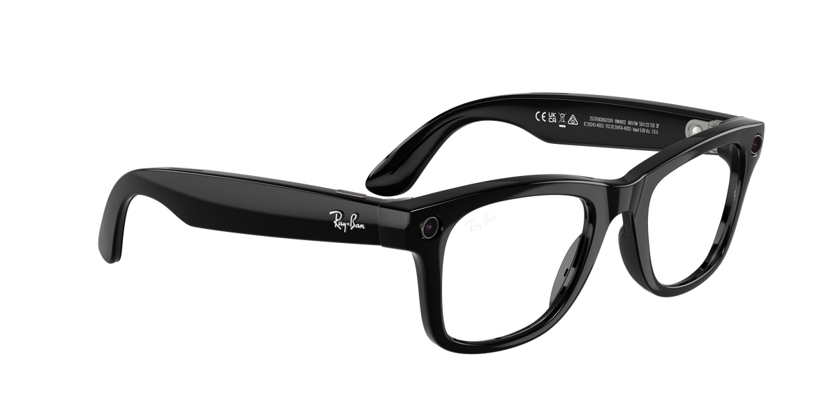 RAY-BAN, 0RW4012 Meta Wayfarer (Gen 2) 601/1M, TRANSITIONS® GRAPHITE GREEN SHINY BLACK, 53