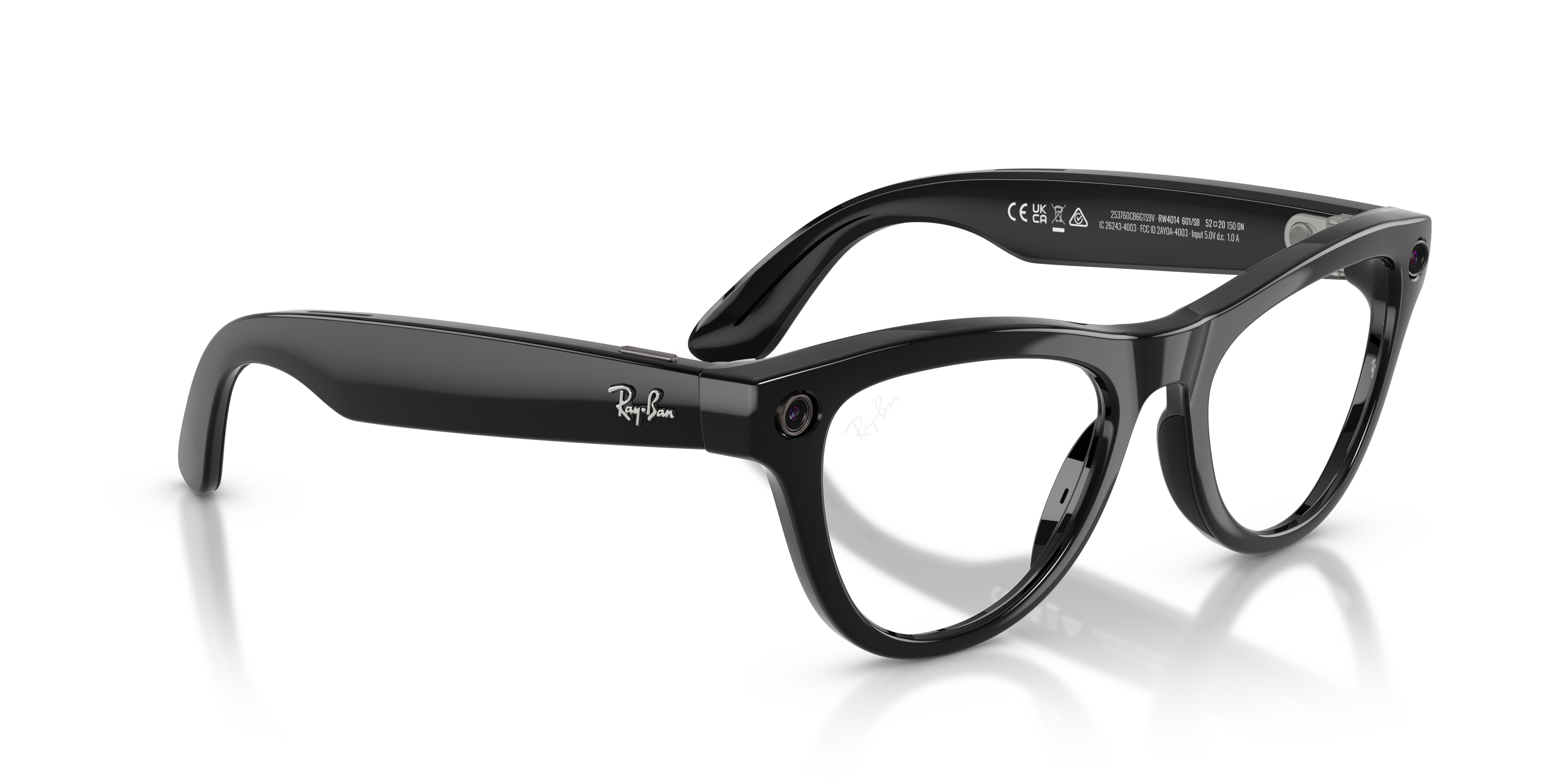 RAY-BAN, 0RW4014 Meta Skyler (Gen 2) 601/SB, CLEAR SHINY BLACK, 52