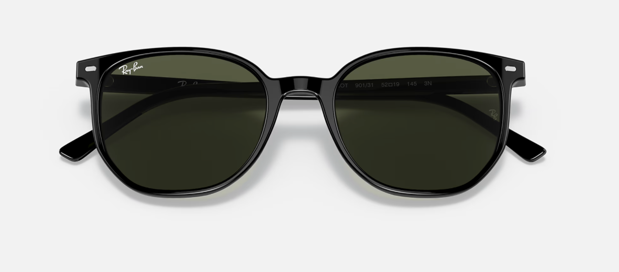 RAY-BAN ELLIOT, 0RB2197, 901/31 Polished Black, 52