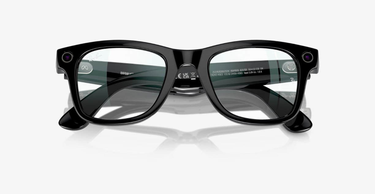 RAY-BAN Meta Wayfarer (Gen 1), 0RW4006 , Clear (Blue light filter) Black Shiny, 50