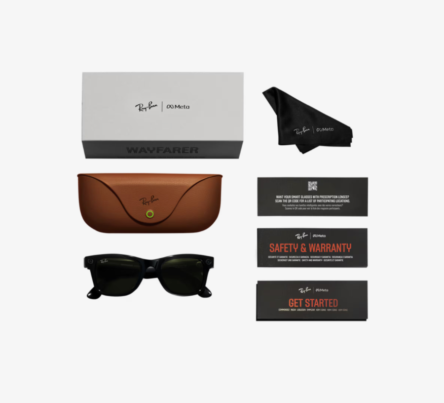 RAY-BAN Meta Wayfarer (Gen 1), 0RW4006 , Clear (Blue light filter) Black Shiny, 50