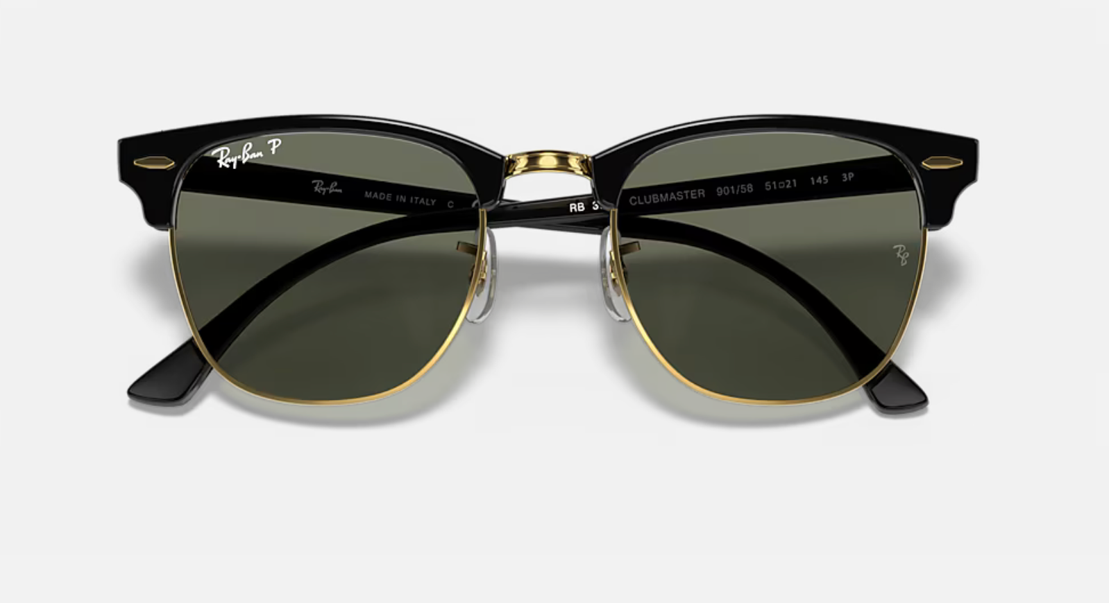 RAY-BAN Clubmaster Classic RB3016 901/58 Polarised Black Gold 55mm | Eye Concepts Australia