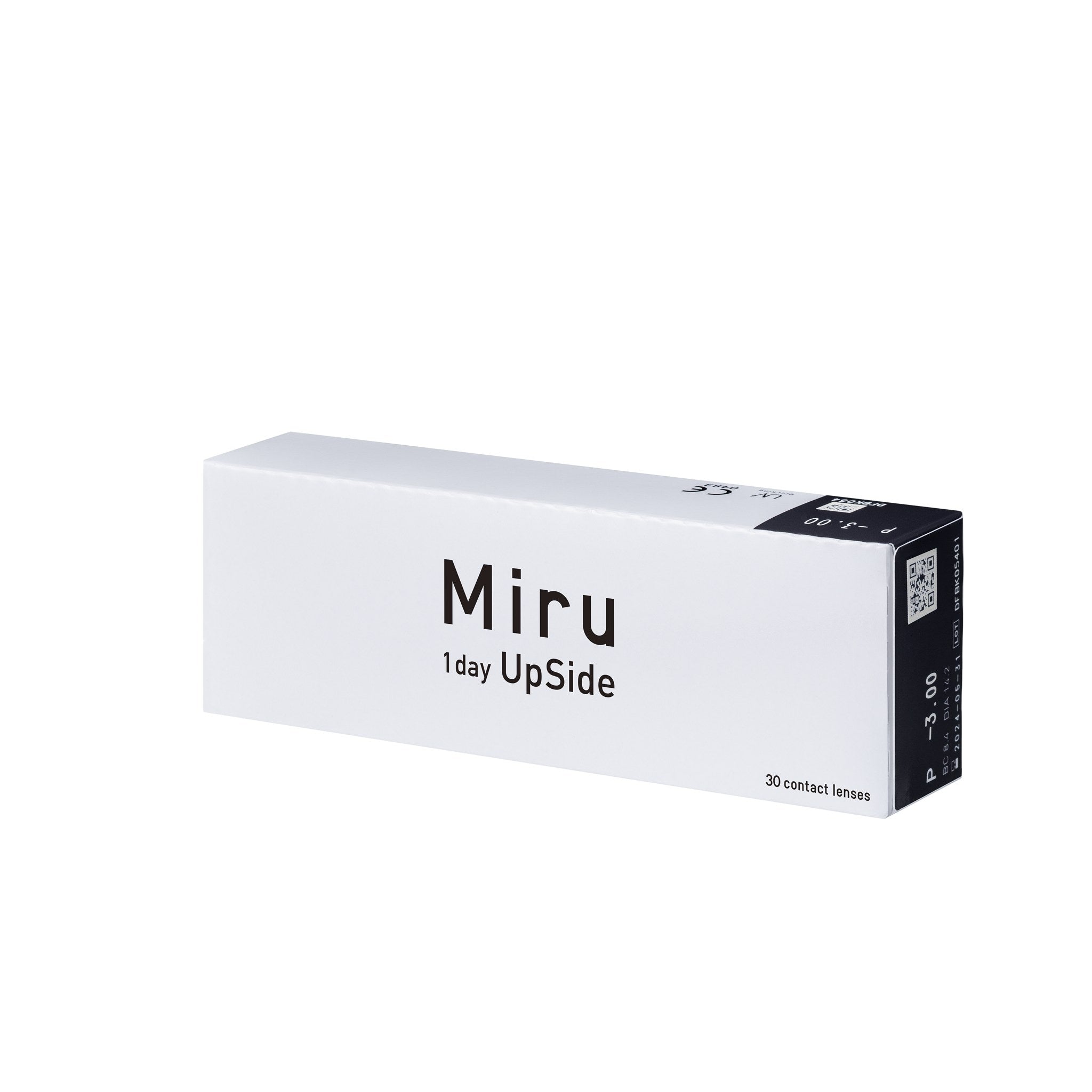 Miru 1day UpSide daily contact lenses box, angled view