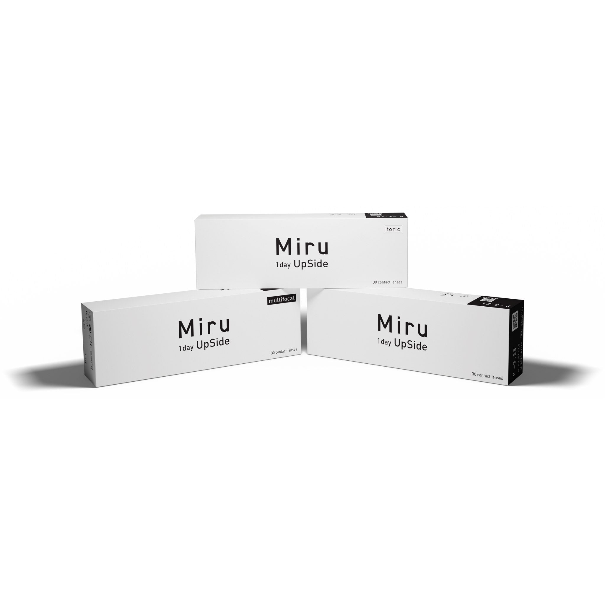 Miru 1day UpSide sphere, toric and multifocal contact lens boxes