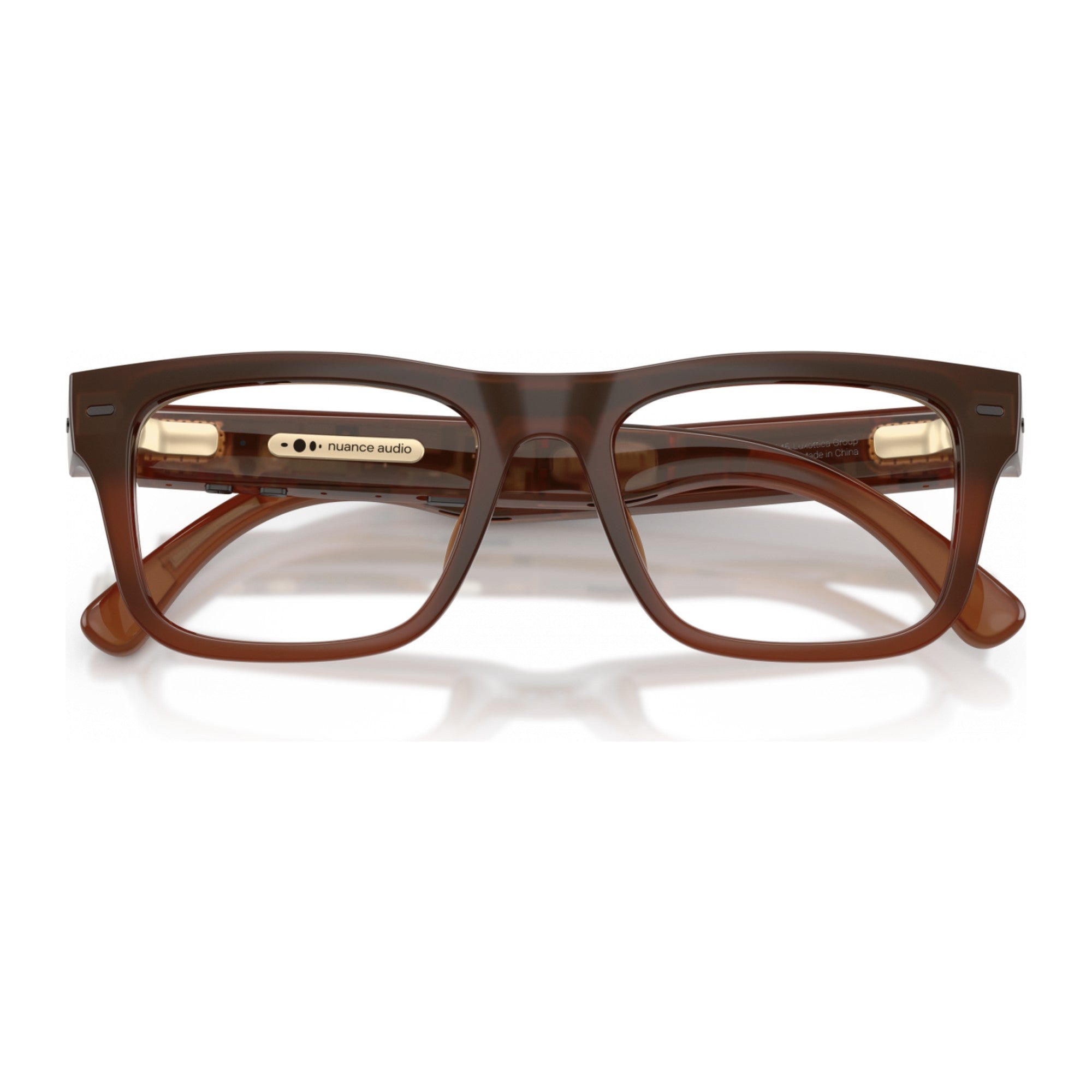 Nuance Audio Square hearing glasses in Amber