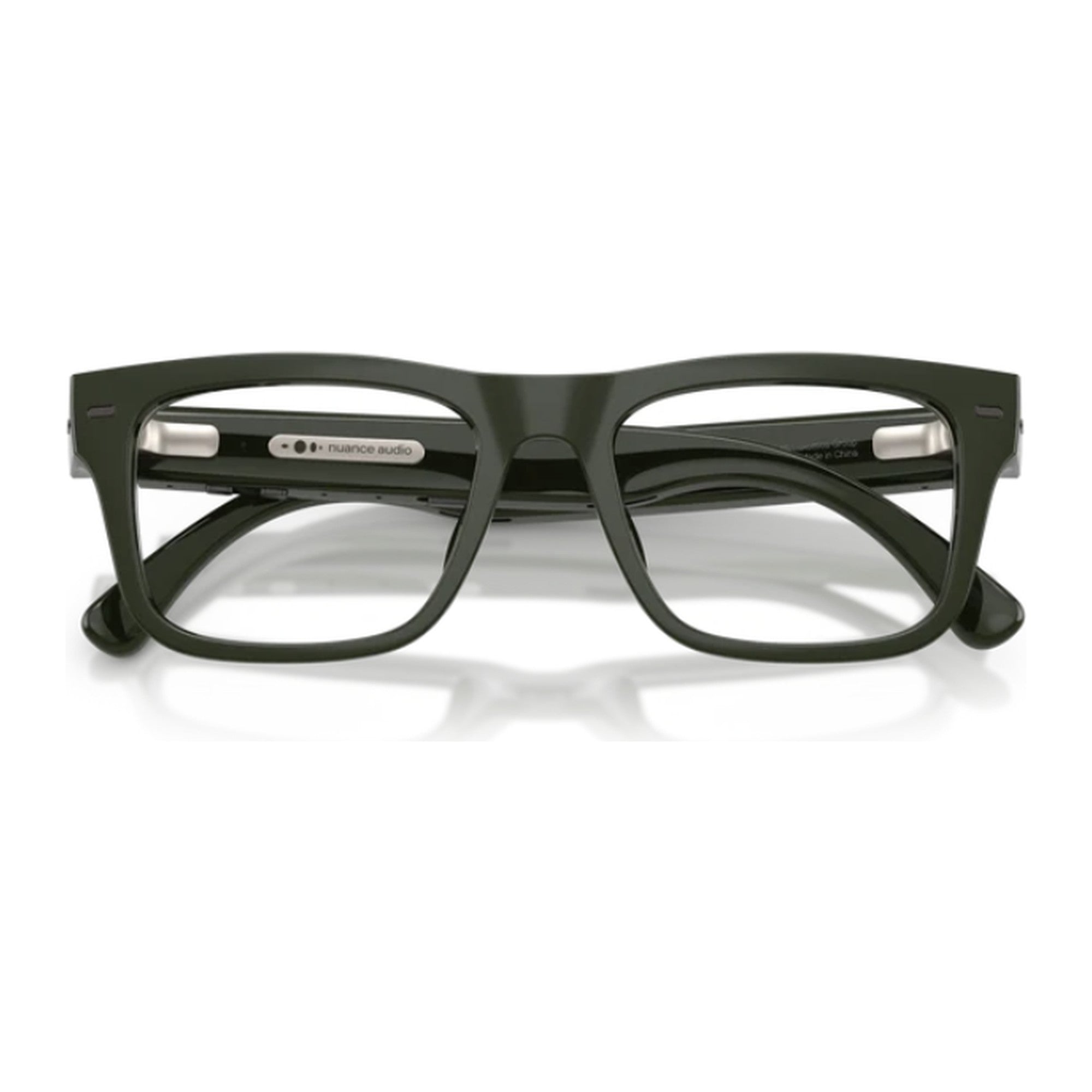 Nuance Audio Square hearing glasses in Olive Green